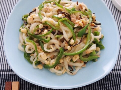 レンジだけ！無限ピーマンうどん